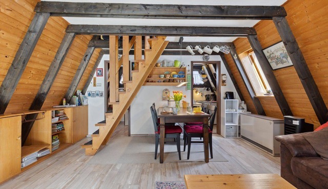 Charming pointed roof house by a bathing lake in the Franconian Forest in Lichtenberg