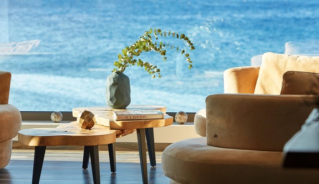 Exclusive beachfront penthouse retreat with private hot tub in Koutsouras